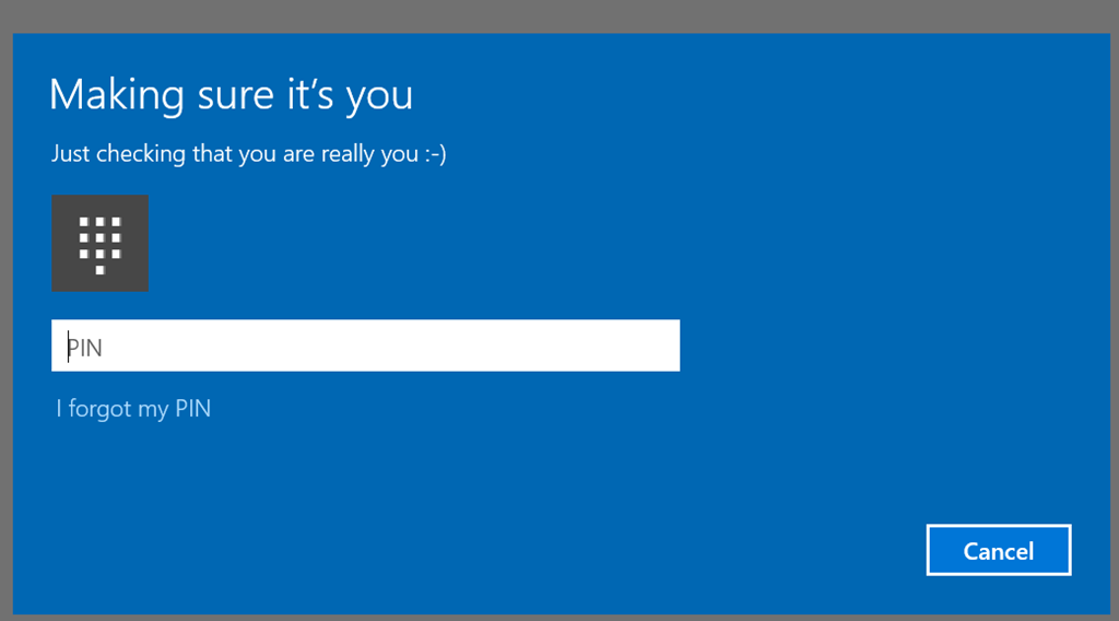 Windows 10 asking for pin taiameter